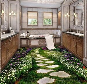 3d Green Garden Stone Lane Floor Mural Photo Flooring Wallpaper