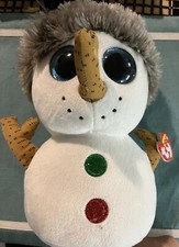 Ty Buttons The Snowman Beanie Boos Boo Holiday 10" Plush NWT Christmas Toy