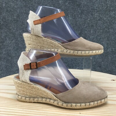 Verbenas Sandals Womens 39 Malena Espadrille Wedge Heels Ankle Strap Brown Suede