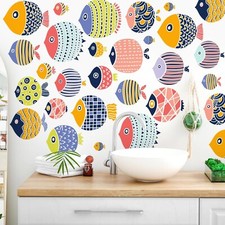 Boho Style Fish Wall Decals Ocean Fish Characters Wall Stickers DIY Peel  St...