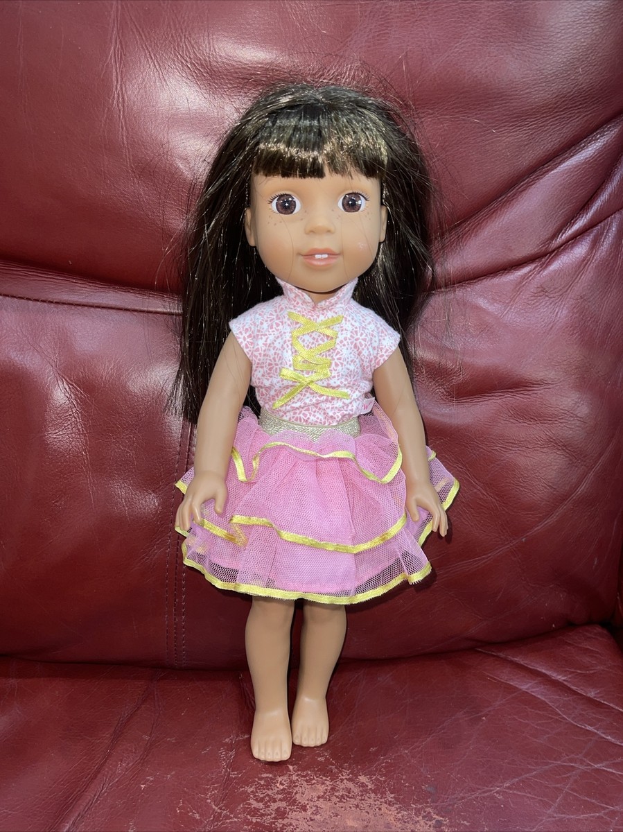 American Girl Wellie Wishers Ashlyn Doll Wearing Meet Outfit Skirt