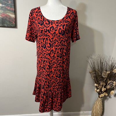 Current Elliott Dress Women s 1/ S Red Leopard Animal Print Short Sleeve No Belt