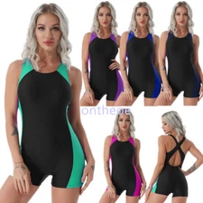 Women One Piece Swimsuit Sleeveless Surf Short Jumpsuit Swim Sports Bodysuit