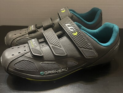 Louis Garneau Multi Air Flex HRS-80 Cycling Shoes Gray Neon Blue Women s Sz 8.5