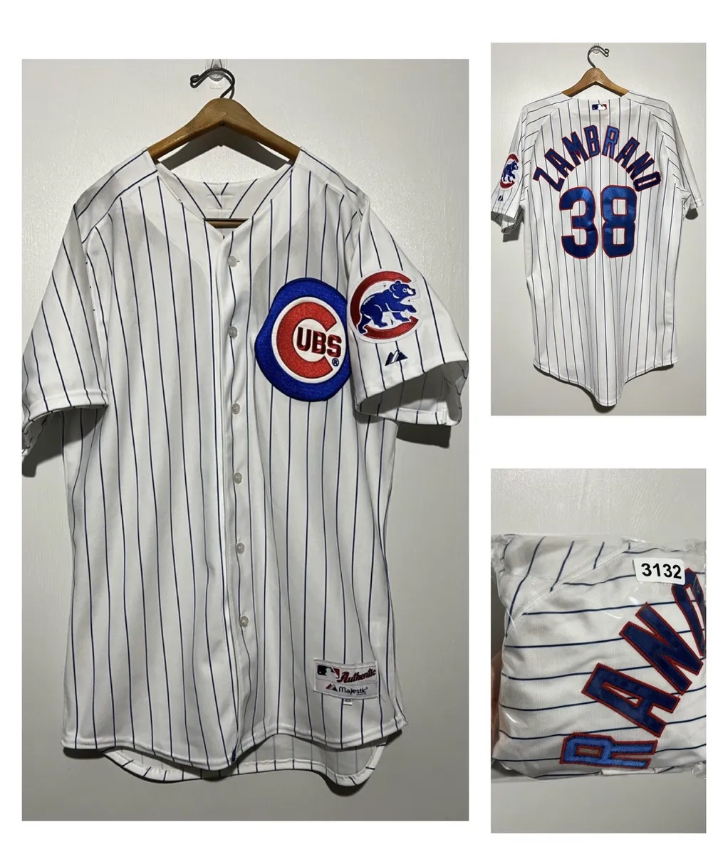 VTG Carlos Zambrano #38 Chicago Cubs Sewn Pinstriped Majestic Jersey Size 48