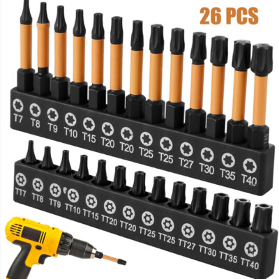 Professional Security Torx Bit Set-Tamper Proof 1/4'' Hex Shank for Impact Driver