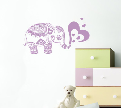 Vinyl Wall Decals Elephant Heart Indian Baby Room Nursery Home Boho Decor ML95