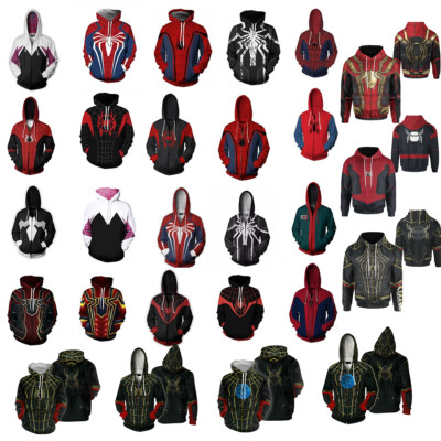 Spiderman Far From Home Hoodie Miles Morales Sweatshirts  Superhero Jacket Coat