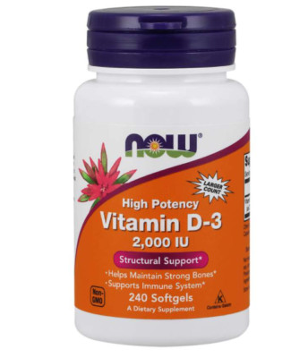 Now Foods Vitamin D-3 High Potency, 50 mcg (2,000 IU), 240 Softgels