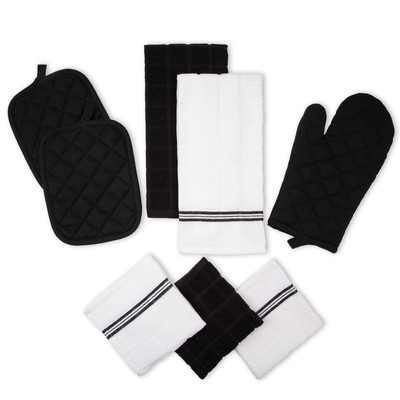 Mainstays, 8 Pack Kitchen Set, Black, Cotton & Polyester, Machine Wash