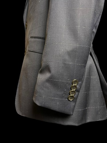 Simon Carter Navy Anzug 38R / W34x30 Guabello Italian Wool Check Wedding Business - Bild 8 von 17