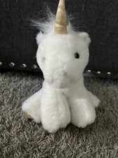 Fao Schwartz Plush White Unicorn 8 Sitting Stuffed Animal Gold Horn