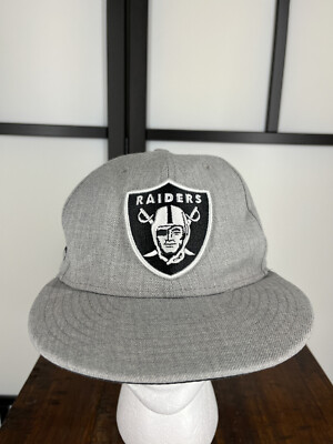 Las Vegas Raiders Hat Cap Fitted 6 7/8 Gray NFL 59Fifty New Era Acrylic Wool