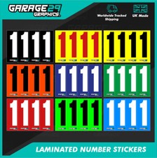 KARTING NUMBER STICKERS - 77MM X 175MM PACK OF 4 LAMINATED RECTANGULAR STICKERS