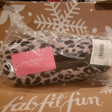 NWT Isaac Mizrahi Slippers, Fuzzy Black  Grey Leopard Print W/ Traction Medium