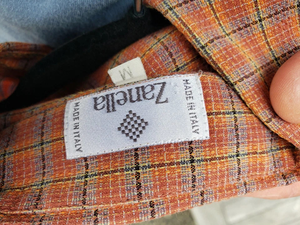 Camisa de vestir a cuadros manga larga abotonada Zanella vintage rara para hombre M Italia Foto 4 de 4