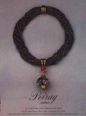 1984 Poiray Joailliers: Beaded Necklace French Vintage Print Ad