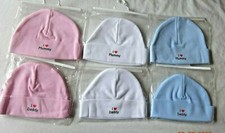 Baby I Love My Mummy/Daddy Gift Hat Blue,White,Pink, PREM-NEWBORN  CAP 0-3 Month