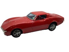 1970  s Cherry Red Corvette Taiyo Bump-N-Go Tin Litho Car