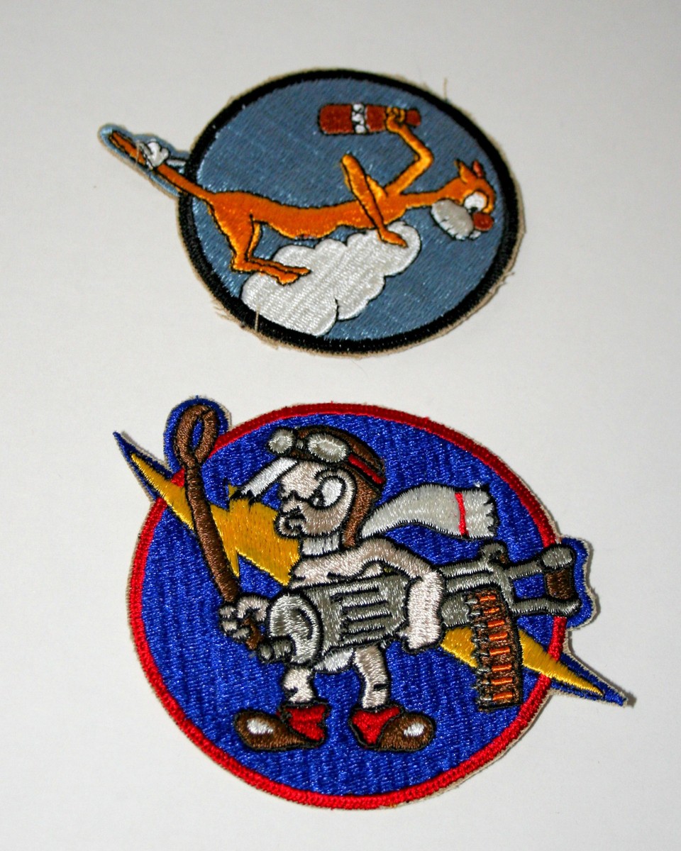2 US Army Air Force Cat on Cloud 487th Squadron Bomb Fighter