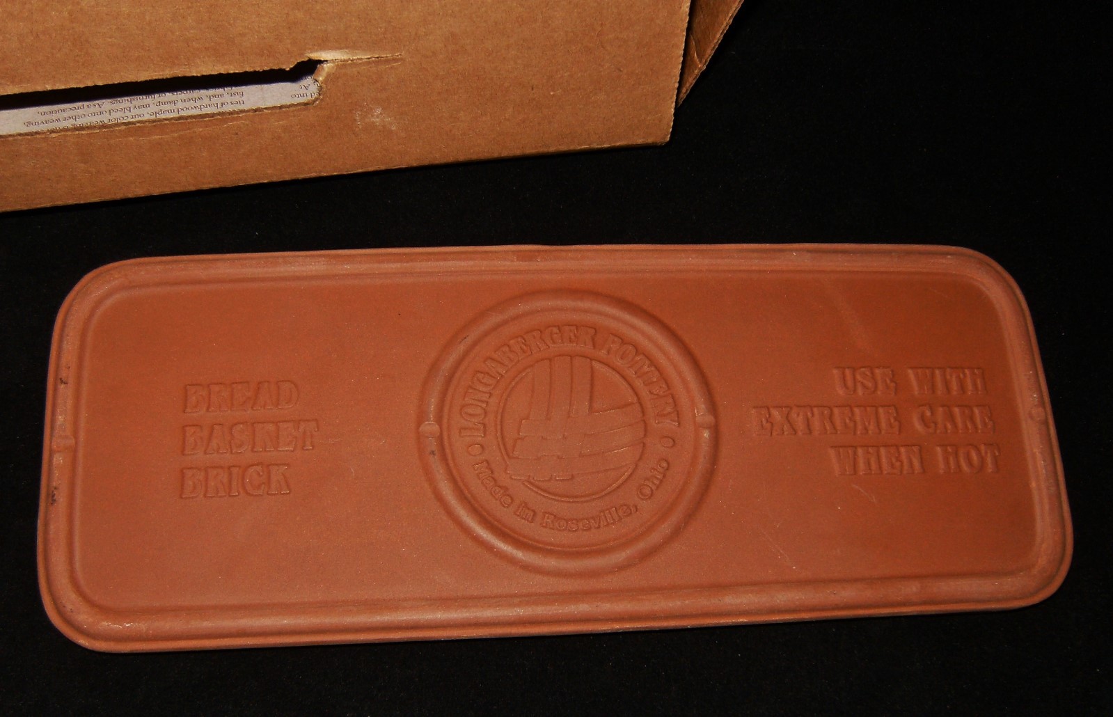 LONGABERGER Pottery 11" x 4.25" Clay Bread Basket Warmer Brick 30074