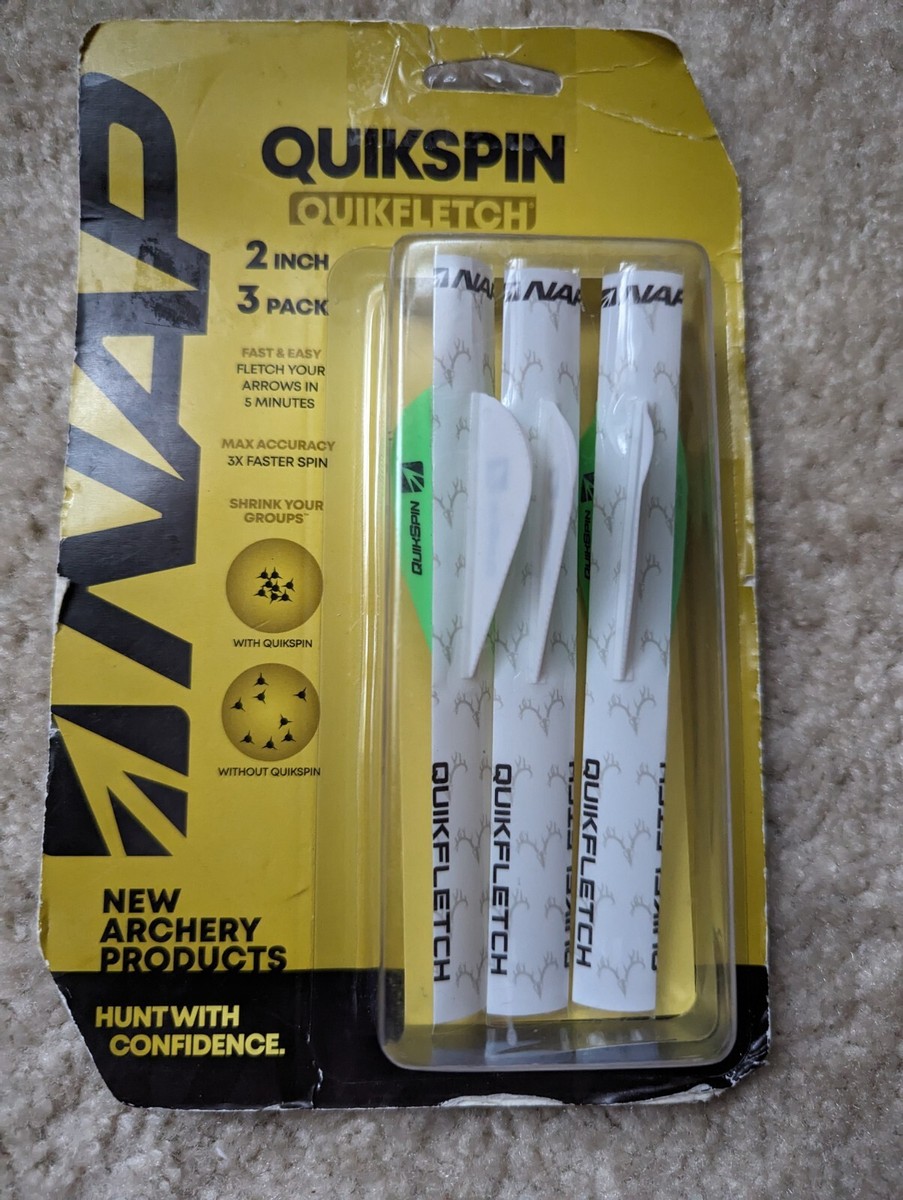Empenne NAP Quikfletch 2 – Lot De 3, Blanc/vert, Pour Flèches De Chasse
