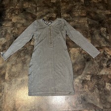 Venus Grey/Blue  Bodycon Midi Studded Rhinestone Stretch Knit Dress Size Medium