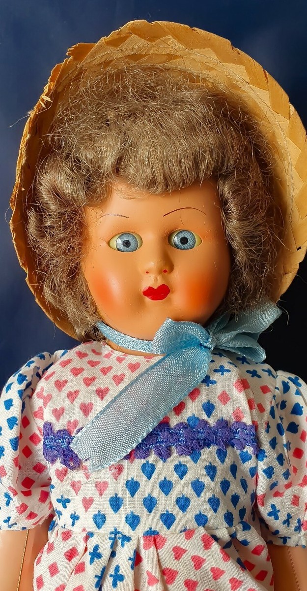 Poupée Ancienne Huard – 36 Cm – Tête En Carton Bouilli, Corps En Paille – Rare Collection