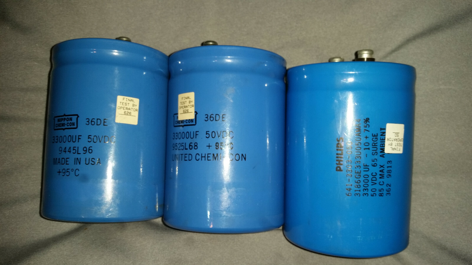 Capacitor, Philips Nippon chemicon 33000 uF 50V Screw Terminal car