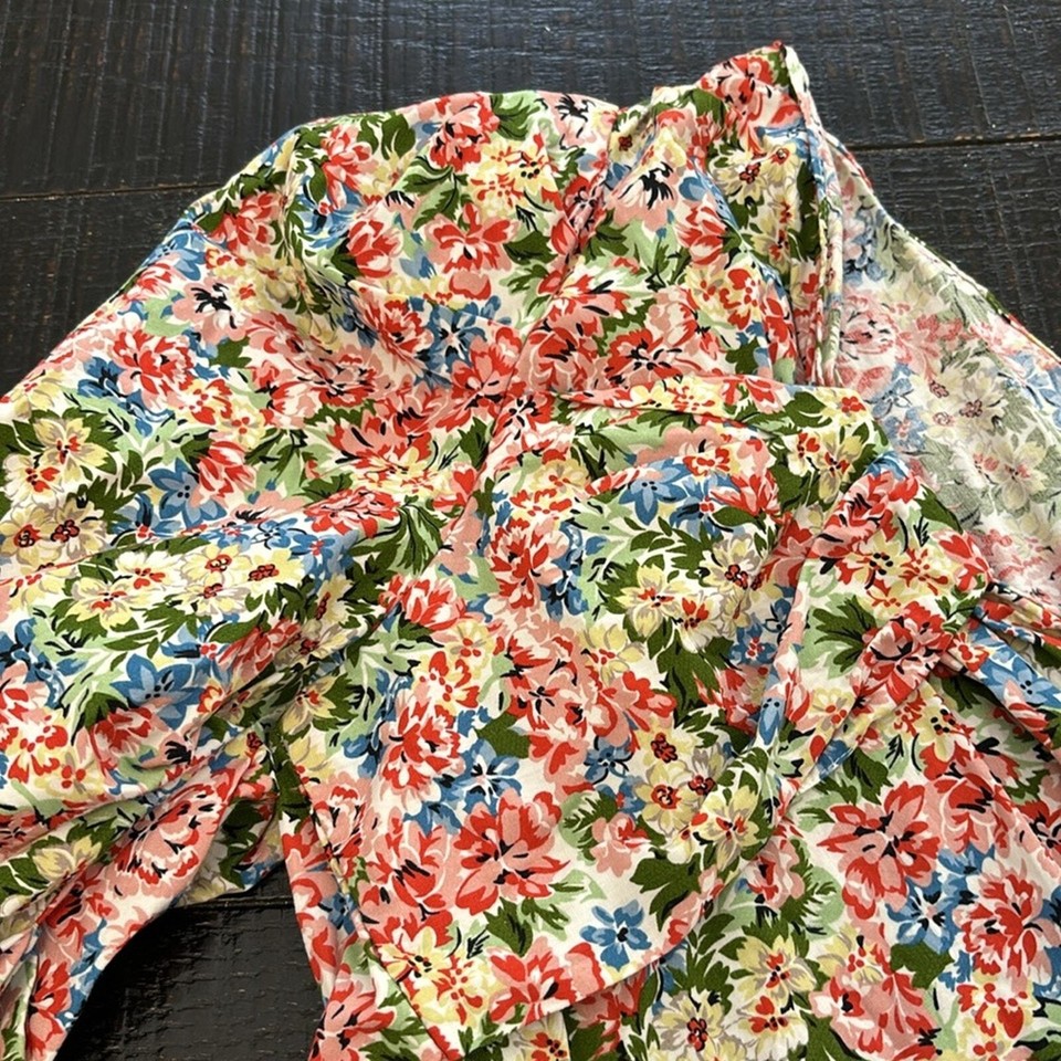 Zara Ditsy Floral One Shoulder Puff Sleeve Blouse size small eBay