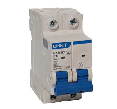 Chint NXB-63-C10 400VAC 50Hz 10A 2Pole Circuit Breaker Overload Protection