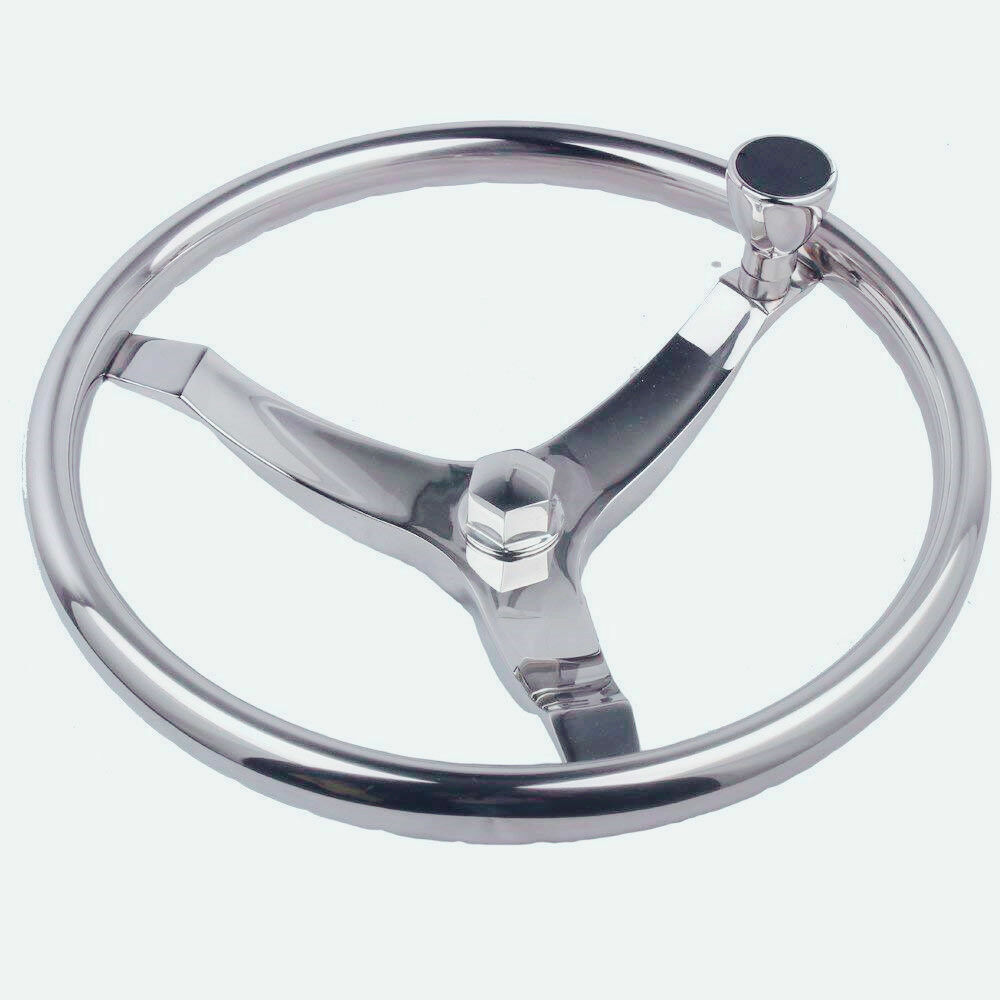 Sea Hunt 13-1/4 Stainless Steel Steering Wheel with Knob