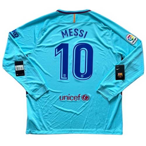 2017/18 Barcelona Away Jersey #10 Messi 2XL Nike Long Sleeve Soccer NEW - Picture 2 of 20