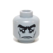LEGO - Minifig, Head Black Bushy Eyebrows, Sad Eyes w/ White Pupils, Cheek Lines