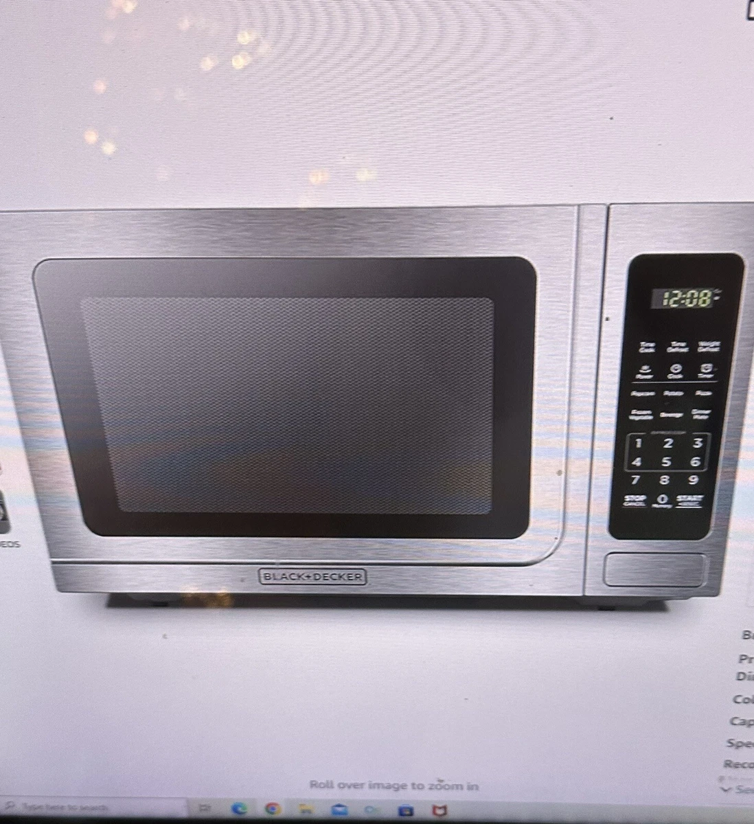 Black + Decker EM 036AB14 Digital Microwave Oven With Turntable Push-Button  Door