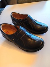 LADIES UNSTRUCTURED CLARKS LEATHER SLIP ON SHOES UK Size 4D BLACK EXCELLENT