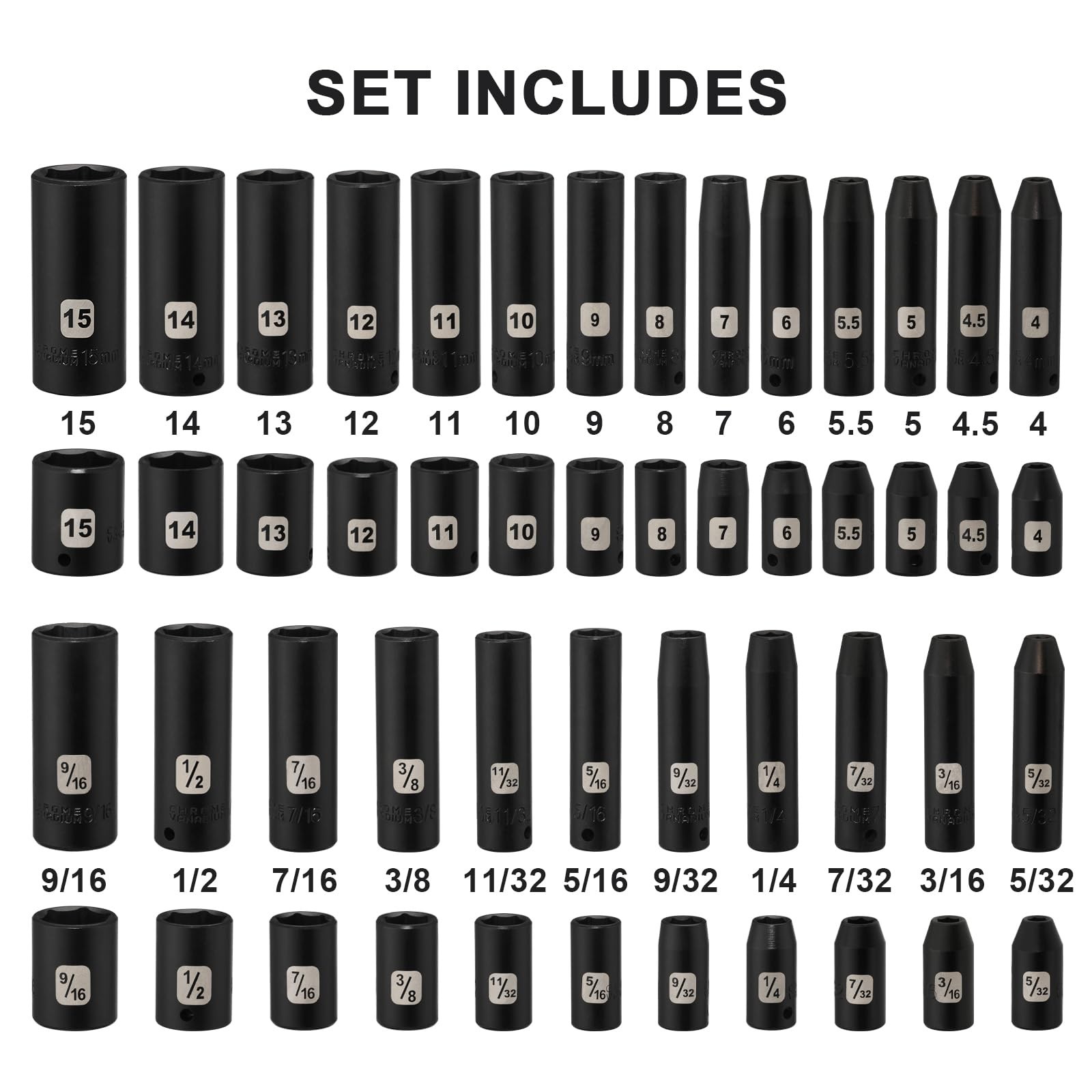 Mayouko 50PCS 1/4 Inch Drive Master Impact Socket Set,Metric/SAE,Deep/Shallow...