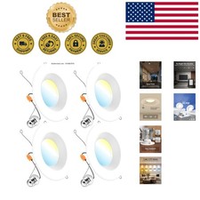 Retrofit 6 Inch Selectable CCT LED Can Lights, 965 Lumens, Dimmable 4-Pack