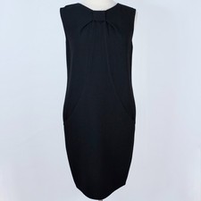 Oscar de la Renta dress sz 6 bow front w/ pockets F'08 wool crepe