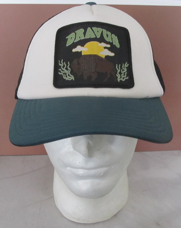 Dravus Snapback Hat Mesh Foam Trucker Western Buffalo Sunset or Sunrise Scene