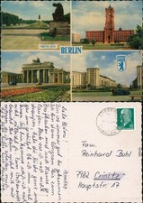 Ansichtskarte Berlin Denkmal, Rathaus, Brandenburger Tor, Stalinallee 1962