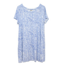 Talbots Knit Dress Women's XL Petite Paisley Stretch Rayon White Blue