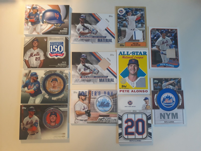 2019=2024 Topps Baseball Pete Alonso Relic & Patch Card Lot (12 different) Mets 