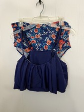 Plus Size 4XL Floral Tankini Swim Set Blue Ru...