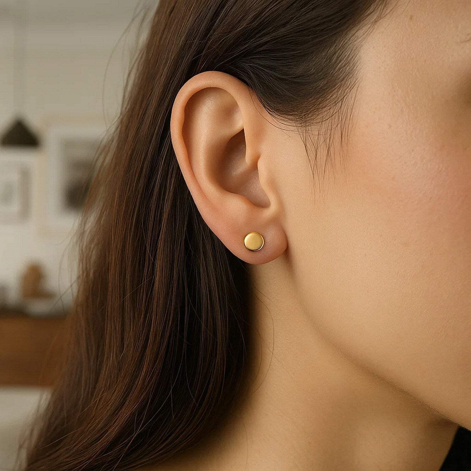 14k Yellow Gold Polished Round Post Earrings (5.5mm) | Diamond Designs