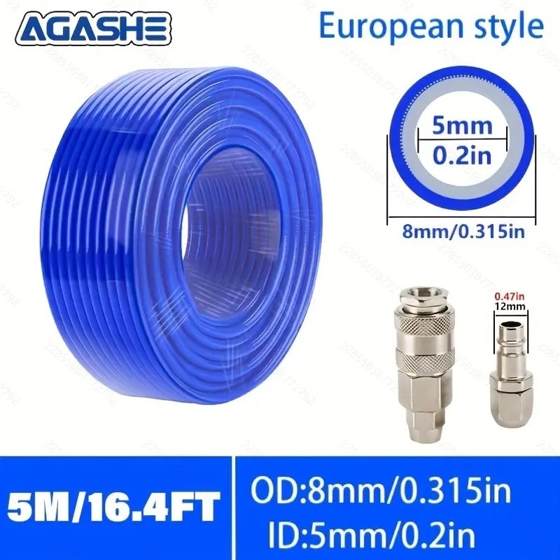 Tubo per Compressore D'aria Agashe: Blu Intrecciato 8*5mm (0.3' Od) - Miniatura 7