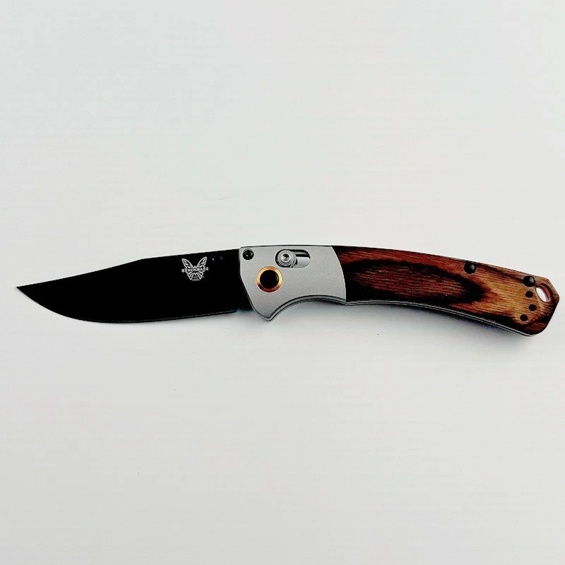 Mini cuchillo plegable hecho en banco 15085-cstm mango de madera de río torcido CPM-S30V Foto 4 de 4