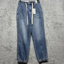 Judy Blue Jeans Womens 1/25 Blue Joggers High Rise Drawstring Relaxed Stretch