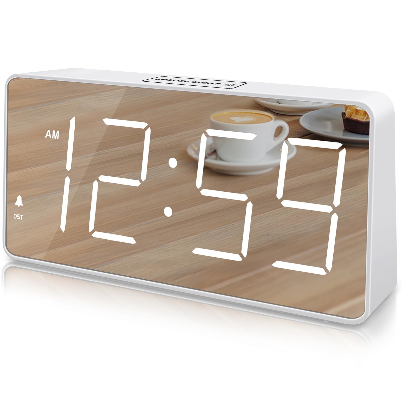 Battery Backup Large Numbers Mirror Face White Peakeep