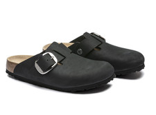 Birkenstock Boston Big Buckle Women  s Nubuck Clogs   Black, EU 37  41
